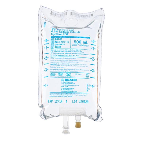 Dex5/Sod Cl.9 IV Injection Solution 500 Non-DEHP/Non-PVC Strl Plstc Inj Cntnr BG, 24 BG/CA
